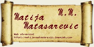 Matija Matasarević vizit kartica